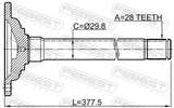 Febest 0412-KB4FRH Axle Half Shaft Right 28X376