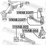 Febest VWAB-21KIT Rear Trasverse Rod Bushing Kit
