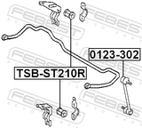 Febest TSB-ST210R Rear Stabilizer Bar Bush D15