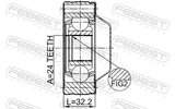 Febest 1211-TERSHA Propshaft CV Joint 24X80