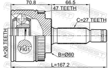 Febest 2210-OPIA47 Outer CV Joint 26X60X27
