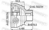 Febest 1710-Q5 Outer CV Joint 27X76.5X42