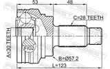 Febest 1910-F30R Outer CV Joint Rear 30X57.2X28