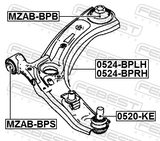 Febest MZAB-BPS Front Bushing, Front Control Arm