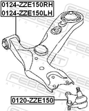 Febest 0124-ZZE150RH Right Front Arm