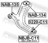 Febest 0220-C11 Ball Joint Front Lower Arm