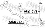 Febest SZSB-JBF1 Front Stabilizer Bar Bush D26