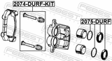 Febest 2075-DURF Front Brake Caliper Repair Kit (Set For One Side)