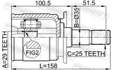 Febest 0411-CU20RR Rear Inner CV Joint 29X35X25