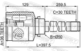 Febest 0411-CW6WRH Inner CV Joint Right 36X50X30