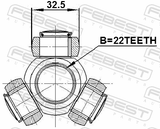 Febest 2216-CER Tripod Joint 22X32.5