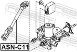 Febest ASN-C11 Intermediate Steering Column Shaft with Universal Joints