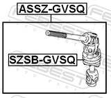 Febest ASSZ-GVSQ Intermediate Steering Shaft with Universal Rag U-Joint Coupler