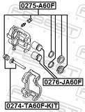 Febest 0274-TA60F-KIT Front Caliper Slide Pin Kit (Set For One Side)