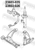 Febest 23603-026 Level Sensor, Front Right (With Bracket, With Link)