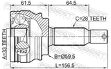 Febest 0410-GA Outer CV Joint 33X59.5X28