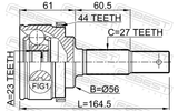 Febest 0210-P12QG16A44 Outer CV Joint 23X56X27