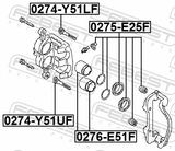 Febest 0275-E25F Front Brake Caliper Repair Kit (Set For Two Sides)