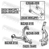 Febest 2020-WKUPF Ball Joint Front Upper Arm