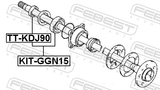 Febest KIT-GGN15 Repair Kit, Ball Bearing Rear Axle Shaft 40X90X23X28