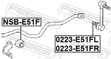 Febest 0223-E51FL Front Left Stabilizer Link / Sway Bar Link