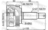 Febest 1210-TUC20A48 Outer CV Joint 23X62X27