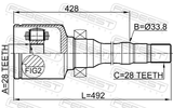Febest 2111-CNGAMTRH Inner CV Joint Right 28X33.8X28