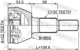 Febest 1010-C100 Outer CV Joint Rear 22X33.3X30