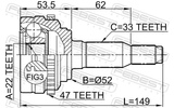 Febest 1110-J200A47 Outer CV Joint 22X52X33