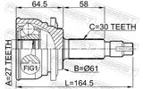 Febest 0110-083 Outer CV Joint 27X61X30