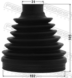 Febest 0115P-UCK50 Boot Inner CV Joint Kit Pvc 102X105X31