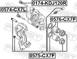Febest 0574-CX7L Front Caliper Slide Pin