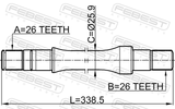 Febest 0712-RH413 Axle Half Shaft Right 26X338.5X26