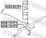 Febest NSB-Y61F2 Front Stabilizer Bar Bush D23
