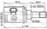 Febest 0311-RMR Rear Inner CV Joint 16X32X20
