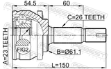 Febest 0110-ZZE150 Outer CV Joint 23X61X26
