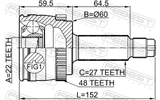 Febest 2210-NSPRA48 Outer CV Joint Rear 22X60X27