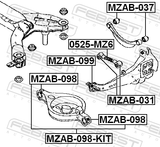 Febest MZAB-098-KIT Rear Arm Bushing Kit