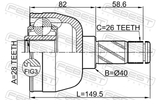 Febest 2111-GALLH Inner CV Joint Left 28X40X26