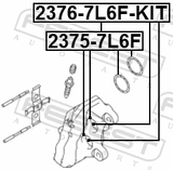 Febest 2376-7L6F-KIT Repair Kit, Front Caliper Piston D46