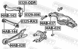 Febest HAB-144 Bushing, Rear Transverse Arm