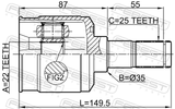 Febest 2211-SORR Rear Inner CV Joint 22X35X25
