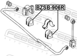 Febest BZSB-906R Rear Stabilizer Bar Bush D33