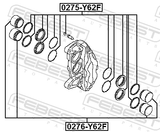 Febest 0275-Y62F Front Brake Caliper Repair Kit (Set For Two Sides)
