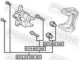 Febest 0174-ZZE120F-KIT Front Caliper Slide Pin Kit