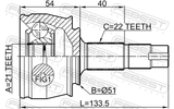 Febest 1810-Z12 Outer CV Joint 21X51X22