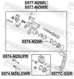 Febest 0577-MZ6RR Rear Right Brake Caliper Assembly