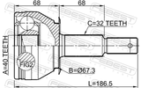 Febest 0210-TA60R Outer CV Joint Rear 40X65.5X32