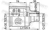 Febest 0311-HRVLH Inner CV Joint 30X40X27