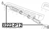 Febest 0222-P12 Steering Tie Rod M14X1.5/M12X1.25